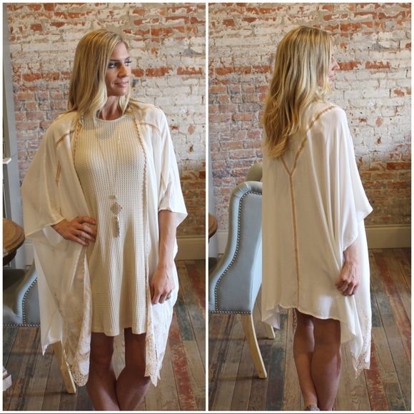 Infinity Raine Sweaters - ✨LAST✨Ivory lace detail kimono